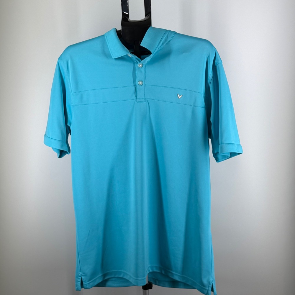Callaway Mens Golf Polo Shirt XL Turquoise Blue Short Sleeve Performance Top